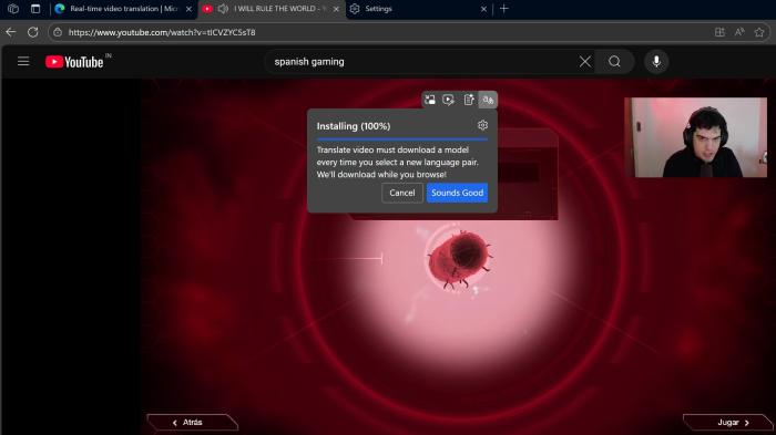 installing live audio translation model edge