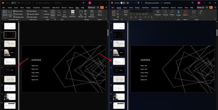 Drag and drop slides in PowerPoint